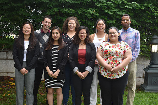 The 2018 Ethnic Young Adult Interns stand in front of the United Methodist Building in Washington, D.C. 