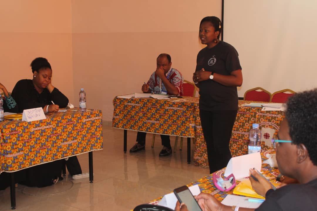 Olga Kangai leads a workshop on domestic violence and gender-based violence. 