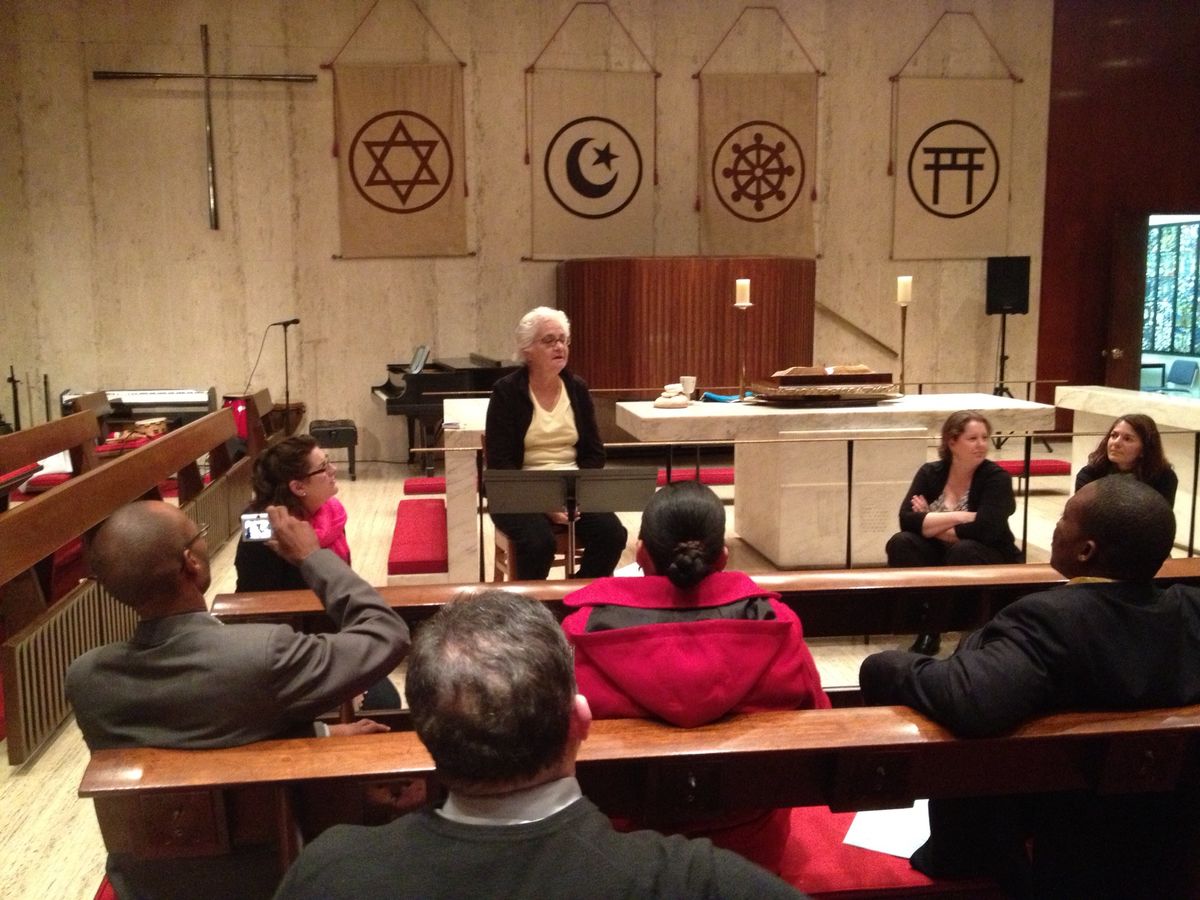 Person speaking in the chapel at the United Nations Church Center