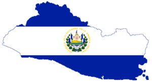 Map of El Salvador filled in with flag 