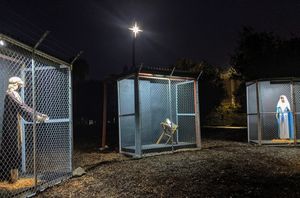 Nativity of holy family in cages