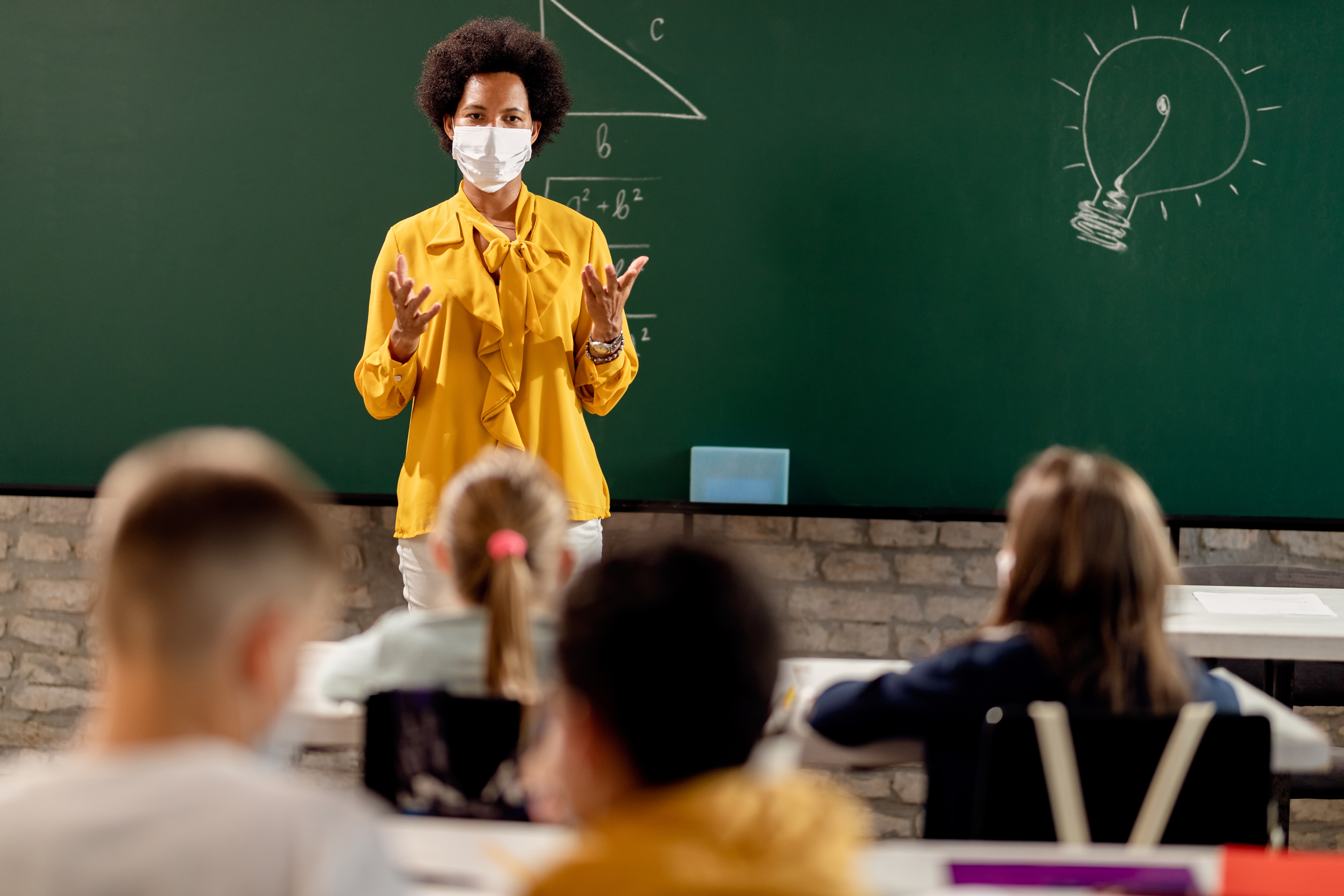 teacher wearing mask