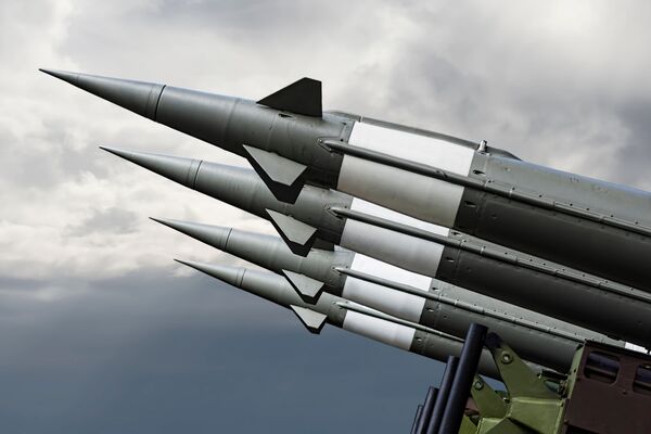 Nuclear Weapons pointing to the sky.