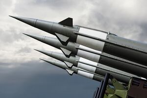 Nuclear Weapons pointing to the sky.