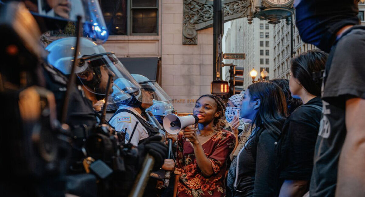 Immigration protest shot