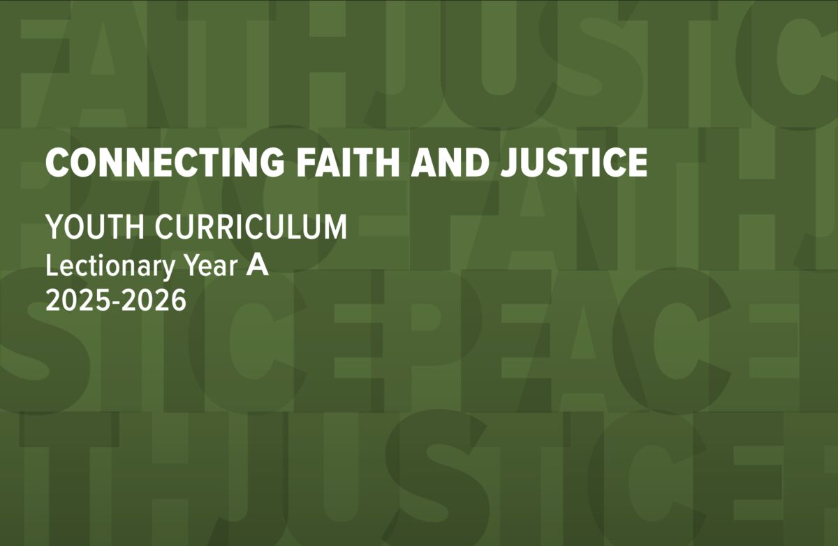 An image that reads CONNECTING FAITH AND JUSTICE
YOUTH CURRICULUM
Lectionary Year A
2025-2026, with GBCS brand wall in the background.