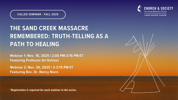 The image reads:
Called Semiar - Fall 2025
THE SAND CREEK MASSACRE REMEMBERED: TRUTH-TELLING
AS A PATH TO HEALING