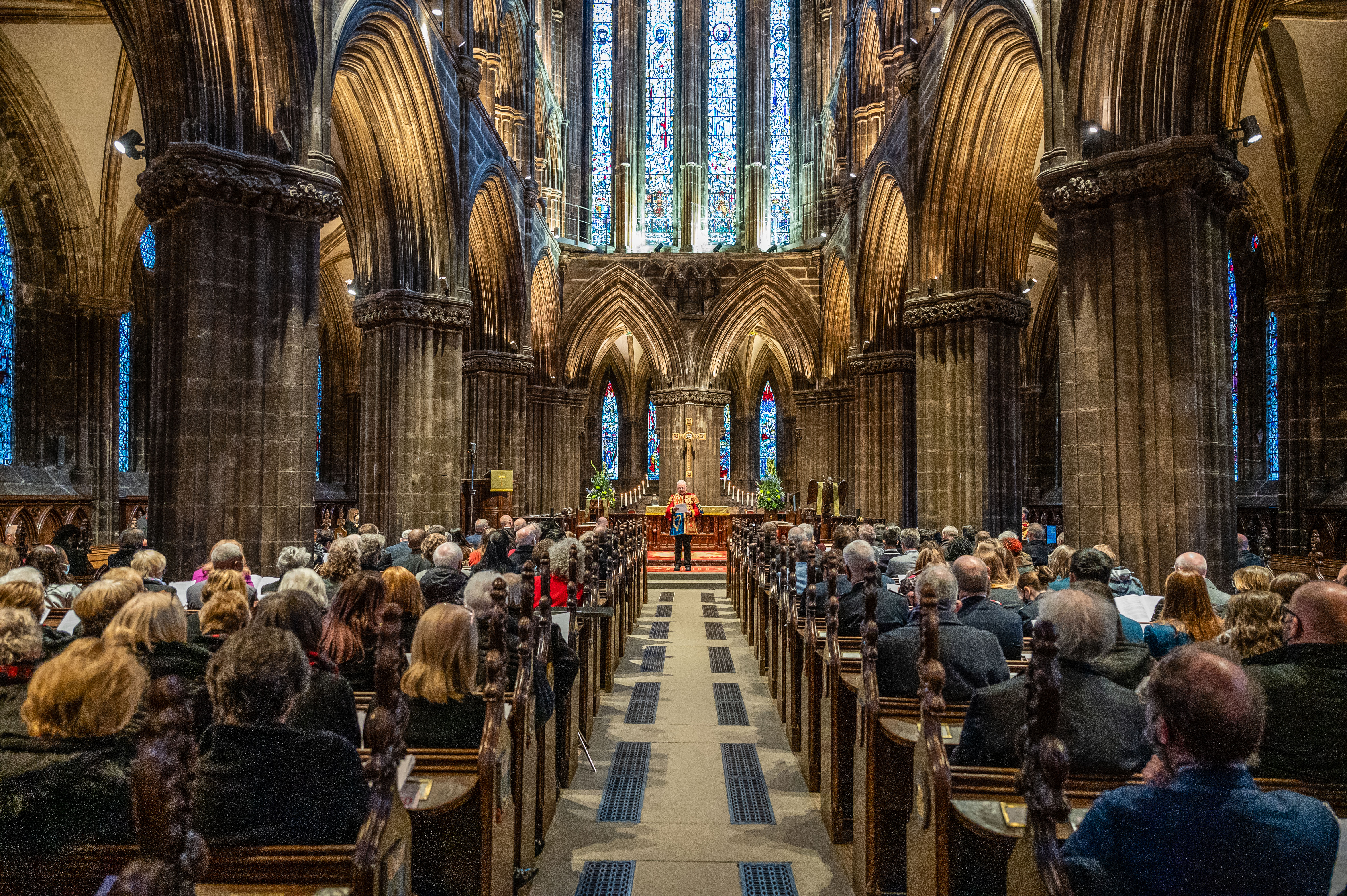Worshippers attend an ecumenical service Nov. 7, 2021, at the medieval Glasgow Cathedral, consecrated in 1197. The service was in recognition of COP26, the U.N. Climate Conference. Photo by John Young/Church of Scotland